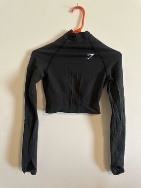 Gymshark Black Long Sleeve Cropped Performance Top